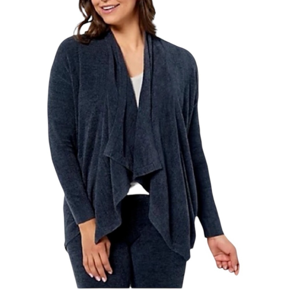 Barefoot Dreams CozyChic Ultra Lite Shawl Pointelle Cardigan 1X Indigo